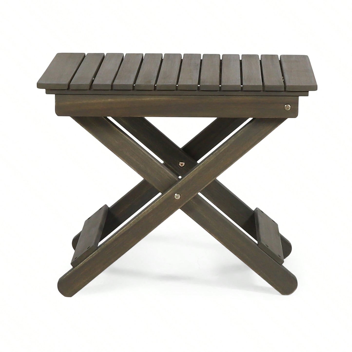 Outdoor Folding Wooden Side Table, Grey