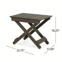 Outdoor Folding Wooden Side Table, Grey