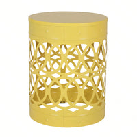 Modern Round Iron Cut Accent Table Powder-Coated Metal Side Table for Living Room and Bedroom No Assembly Required
