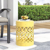Modern Round Iron Cut Accent Table Powder-Coated Metal Side Table for Living Room and Bedroom No Assembly Required