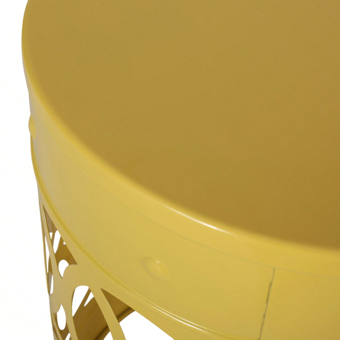 Modern Round Iron Cut Accent Table Powder-Coated Metal Side Table for Living Room and Bedroom No Assembly Required