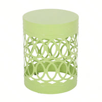 Modern Round Iron Cut Accent Table Powder-Coated Metal Side Table for Living Room and Bedroom No Assembly Required