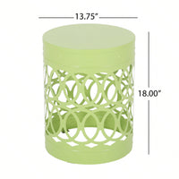 Modern Round Iron Cut Accent Table Powder-Coated Metal Side Table for Living Room and Bedroom No Assembly Required
