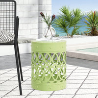 Modern Round Iron Cut Accent Table Powder-Coated Metal Side Table for Living Room and Bedroom No Assembly Required