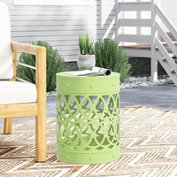 Modern Round Iron Cut Accent Table Powder-Coated Metal Side Table for Living Room and Bedroom No Assembly Required