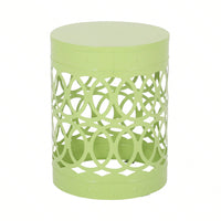 Modern Round Iron Cut Accent Table Powder-Coated Metal Side Table for Living Room and Bedroom No Assembly Required