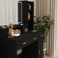 Modern Smart Mirror Makeup Vanity with 3 Light Modes and Ample Storage for Cosmetics and Jewelry