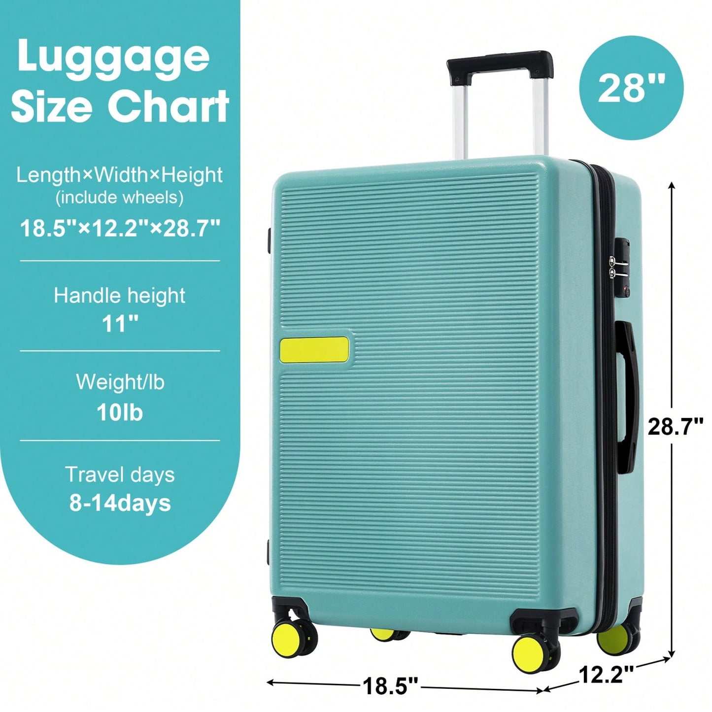 28 Inch Lightweight Expandable Hardshell Spinner Suitcase with TSA Lock and 360° Wheels for Organized Travel