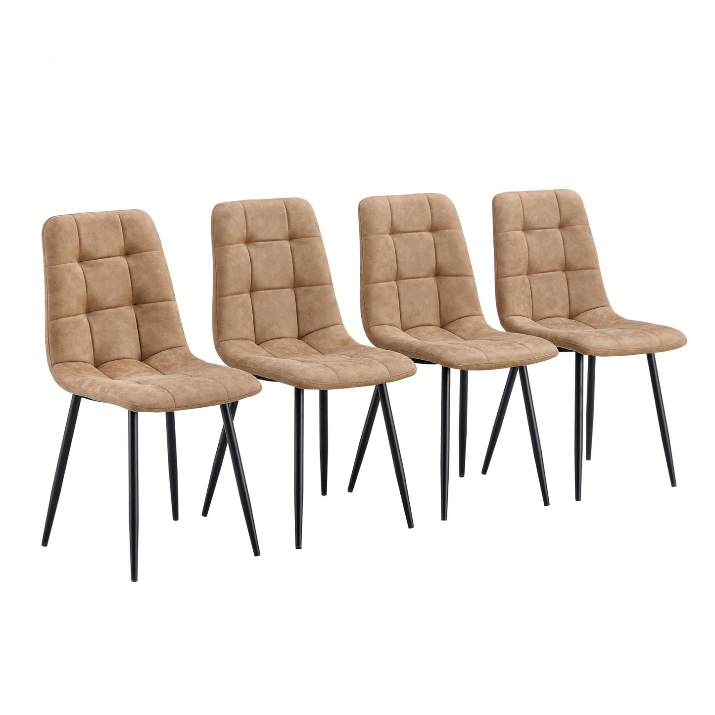 Mid Century Modern Set of 4 Upholstered Shell Dining Chairs with Metal Legs Ergonomic Design Easy to Clean Brown for Kitchen Living Room