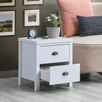 Modern Nightstand With Charging Station USB Type-C Ports 2 Drawers Easy Assembly White End Table For Bedroom Living Room Furniture