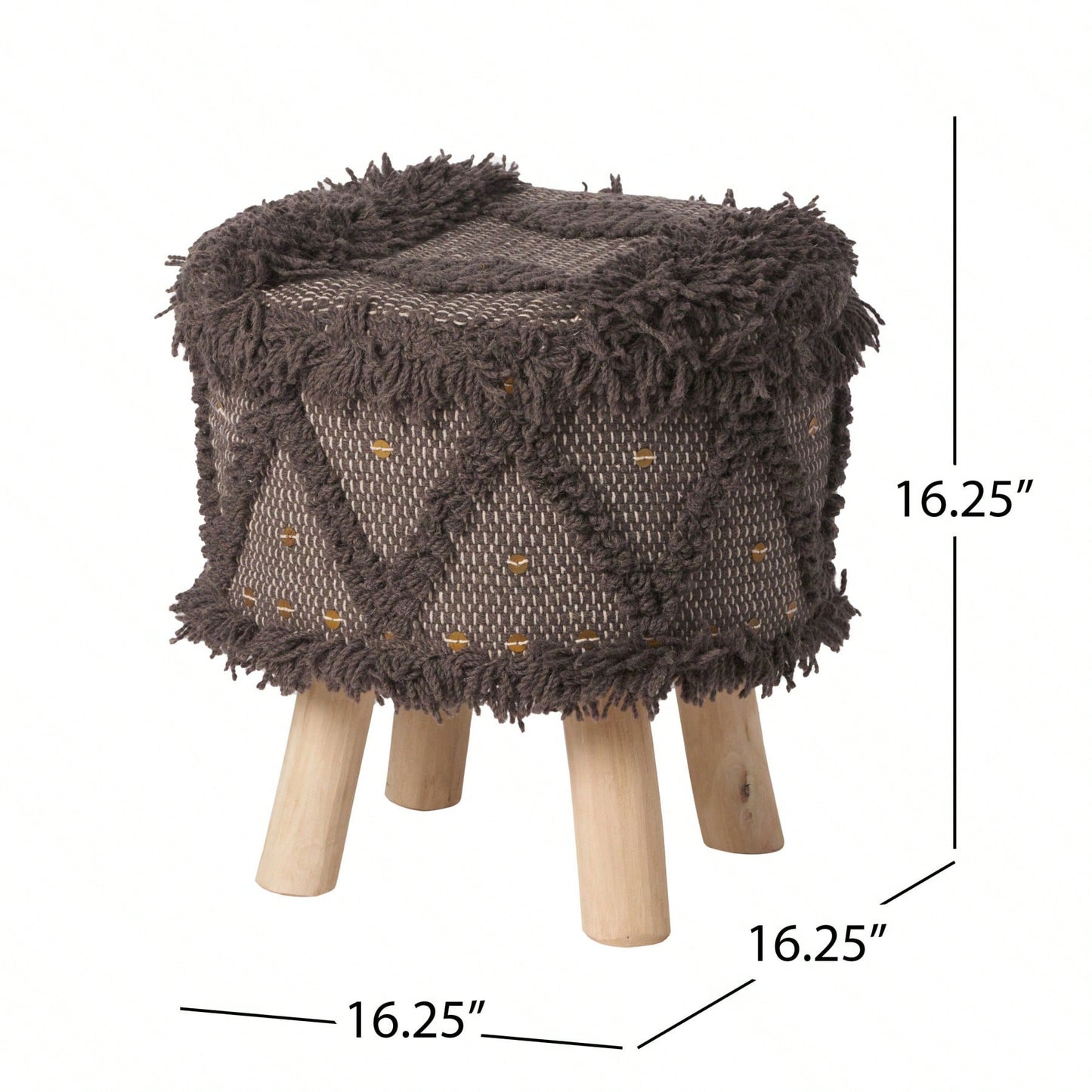 Roja Handcrafted Wool & Cotton Stool: Boho Chic For Your Space