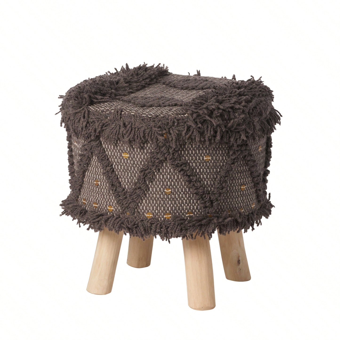 Roja Handcrafted Wool & Cotton Stool: Boho Chic For Your Space