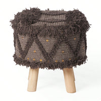 Roja Handcrafted Wool & Cotton Stool: Boho Chic For Your Space