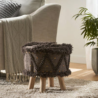 Roja Handcrafted Wool & Cotton Stool: Boho Chic For Your Space