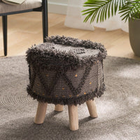 Roja Handcrafted Wool & Cotton Stool: Boho Chic For Your Space