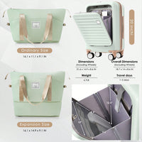 Front Opening 20-Inch Carry-On Luggage Set: Expandable Travel Bag With USB Port And Cup Holder