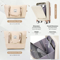 Front Opening 20-Inch Carry-On Luggage Set: Expandable Travel Bag With USB Port And Cup Holder