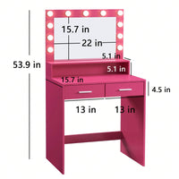 Stylish Vanity Desk with Mirror and LED Lights, 2-Tier Storage Dressing Table with Large Drawer and Adjustable Brightness for Bedroom