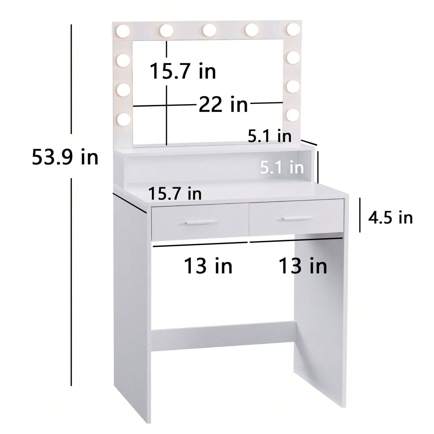 Stylish Vanity Desk with Mirror and LED Lights, 2-Tier Storage Dressing Table with Large Drawer and Adjustable Brightness for Bedroom