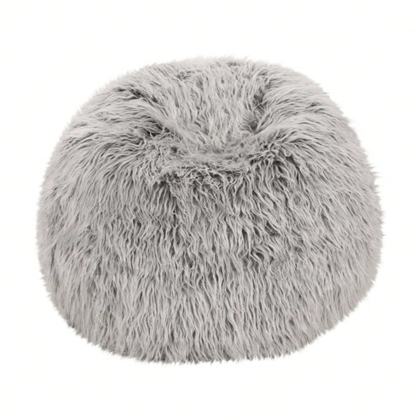 Silver Gray Faux Fur Bean Bag Chair 3 Feet Modern Glam High-Density Foam Cozy Seating for Living Room Bedroom