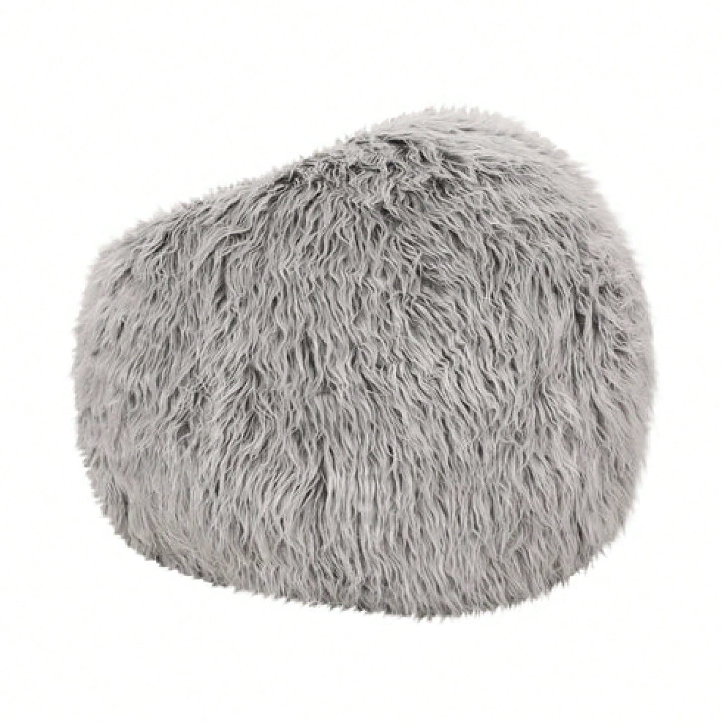 Silver Gray Faux Fur Bean Bag Chair 3 Feet Modern Glam High-Density Foam Cozy Seating for Living Room Bedroom