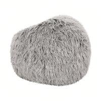 Silver Gray Faux Fur Bean Bag Chair 3 Feet Modern Glam High-Density Foam Cozy Seating for Living Room Bedroom