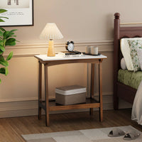 Retro Reddish Brown Slim Slate Side Table with Storage Shelf for Living Room Bedroom Entryway Farmhouse Nightstand