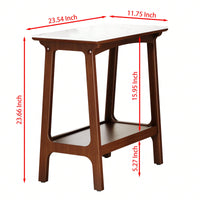 Retro Reddish Brown Slim Slate Side Table with Storage Shelf for Living Room Bedroom Entryway Farmhouse Nightstand