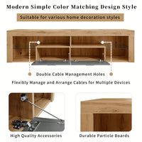 Modern Minimalist TV Stand for Up to 80 Inch TVs with LED Lights, 6 Storage Cabinets, Cable Management, Water Resistant Surface