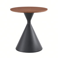 Elegant Dual Purpose Round Coffee Tables with Walnut Top and Black Steel Base Cat Bed for Living Room