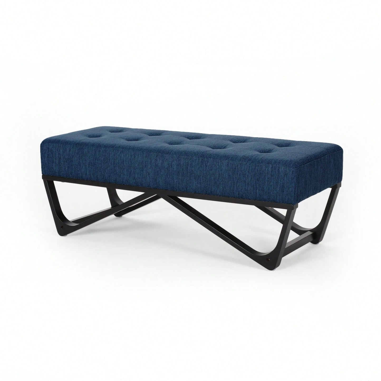 Ottoman Modern Chic Bench With Button-Tufted Top Plush Upholstery Versatile Footrest Casual Seating Decorative Accent