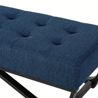 Ottoman Modern Chic Bench With Button-Tufted Top Plush Upholstery Versatile Footrest Casual Seating Decorative Accent