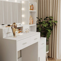 Modern Smart Mirror Vanity Table with 10 Lights and Ample Storage for Bedroom and Dressing Room