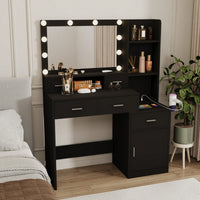 Modern Smart Mirror Vanity Table with 10 Lights and Ample Storage for Bedroom and Dressing Room