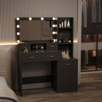 Modern Smart Mirror Vanity Table with 10 Lights and Ample Storage for Bedroom and Dressing Room