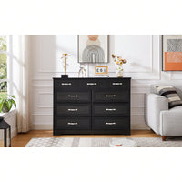 Rustic 9 Drawer Dresser With Antique Handles, Wood Storage Cabinet For Bedroom, Living Room, Entryway, Easy Assembly