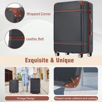 3 Piece Expandable Hardside Luggage Set with TSA Lock 20 24 Inch Suitcases and Cosmetic Case Lightweight Durable ABS 360 Degree Wheels
