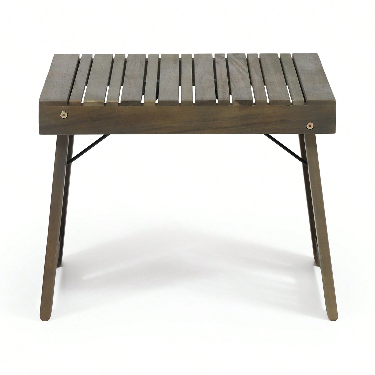 Foldable Outdoor Side Table - Acacia Wood End Table With Slatted Top - Weather Resistant Patio Accent Table For Small Spaces