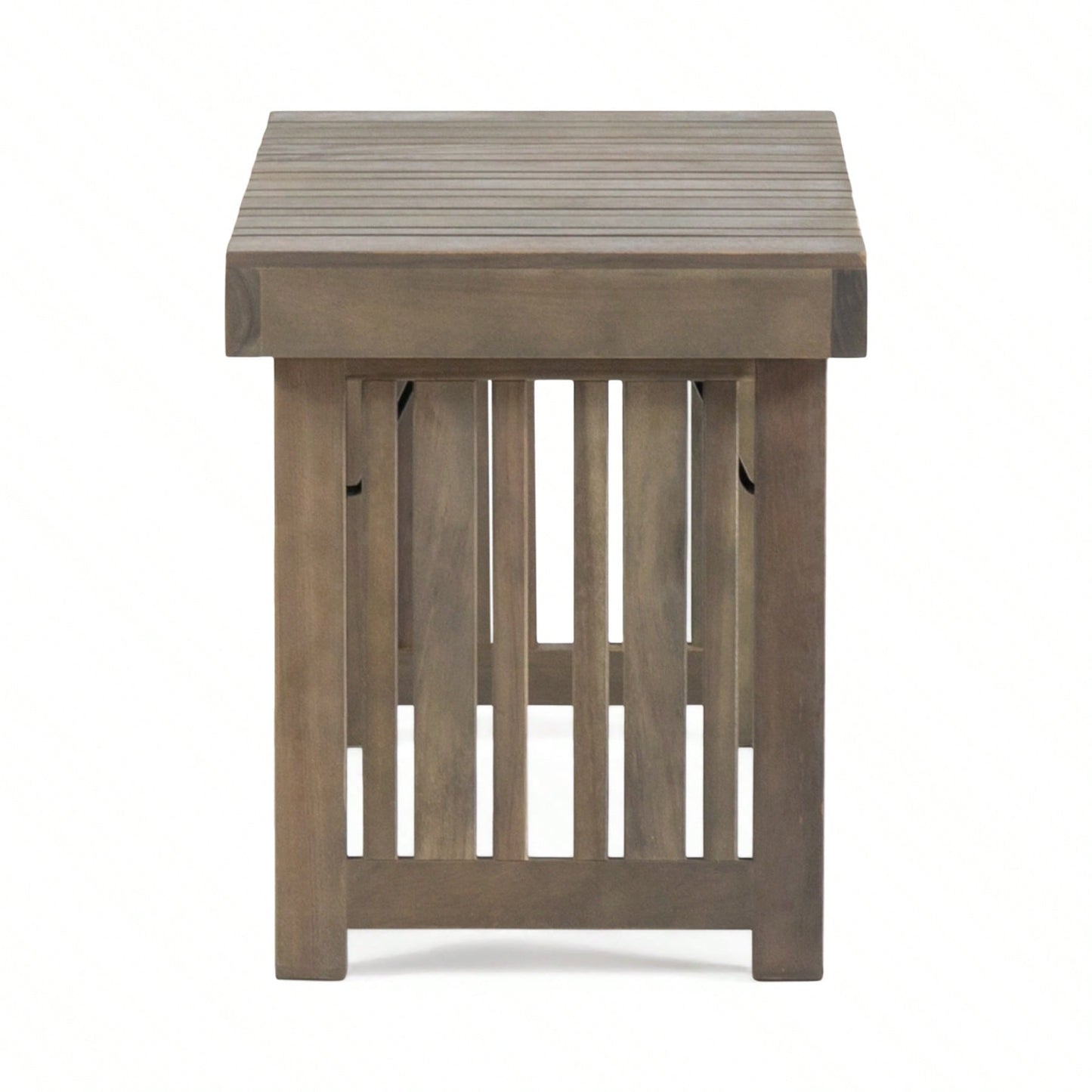 Foldable Outdoor Side Table - Acacia Wood End Table With Slatted Top - Weather Resistant Patio Accent Table For Small Spaces