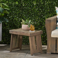 Foldable Outdoor Side Table - Acacia Wood End Table With Slatted Top - Weather Resistant Patio Accent Table For Small Spaces