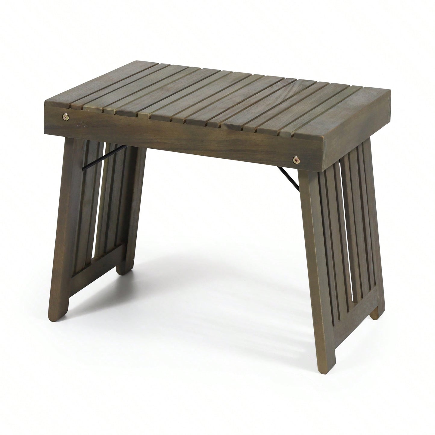 Foldable Outdoor Side Table - Acacia Wood End Table With Slatted Top - Weather Resistant Patio Accent Table For Small Spaces