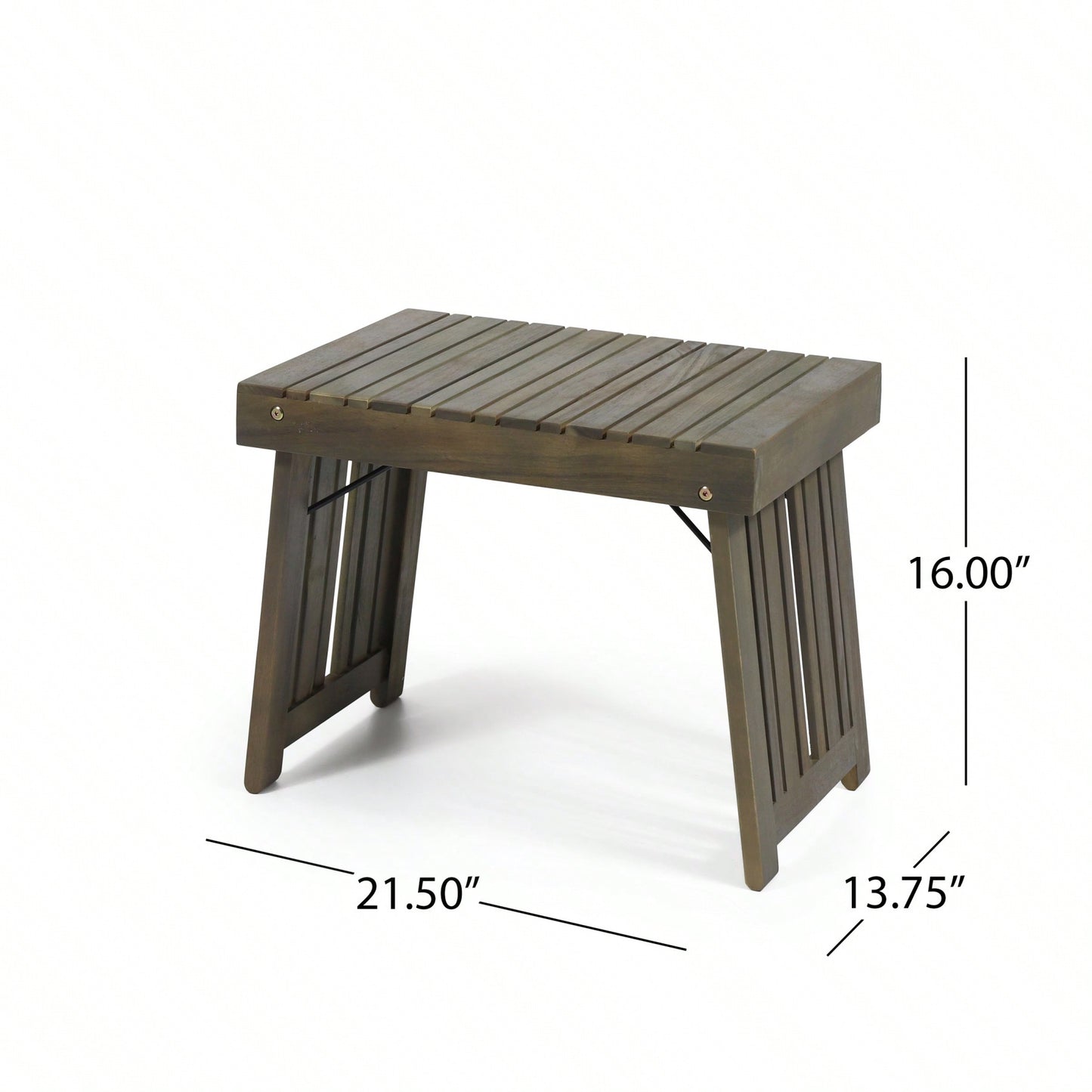 Foldable Outdoor Side Table - Acacia Wood End Table With Slatted Top - Weather Resistant Patio Accent Table For Small Spaces