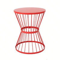 Chic Modern Hourglass Side Table for Outdoor Use Powder-Coated Iron Open Cage Design 16.25 W x 16.25 D x 21 H Ideal for Snacks and Drinks