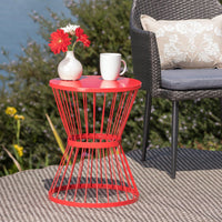 Chic Modern Hourglass Side Table for Outdoor Use Powder-Coated Iron Open Cage Design 16.25 W x 16.25 D x 21 H Ideal for Snacks and Drinks