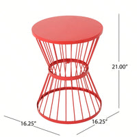 Chic Modern Hourglass Side Table for Outdoor Use Powder-Coated Iron Open Cage Design 16.25 W x 16.25 D x 21 H Ideal for Snacks and Drinks