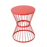 Chic Modern Hourglass Side Table for Outdoor Use Powder-Coated Iron Open Cage Design 16.25 W x 16.25 D x 21 H Ideal for Snacks and Drinks