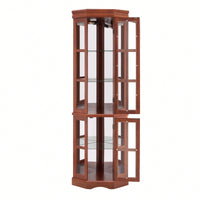 Elegant Corner Curio Cabinet With Adjustable Glass Shelves And Integrated Lighting System