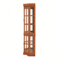 Elegant Corner Curio Cabinet With Adjustable Glass Shelves And Integrated Lighting System