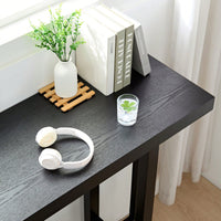 Extra Long Adjustable Height Black Entryway Bar Table for Kitchen Dining Living Room Hallway with Ergonomic Footrest and Sturdy Rubber