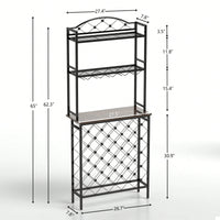 Industrial 3-Tier Wine Rack Bar Table With Glass Holder And Storage Shelves For Home Kitchen Dining Room Living Room
